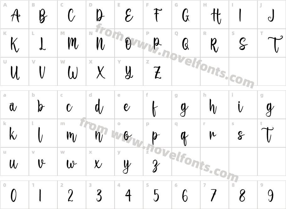 TabithaRegularCharacter Map