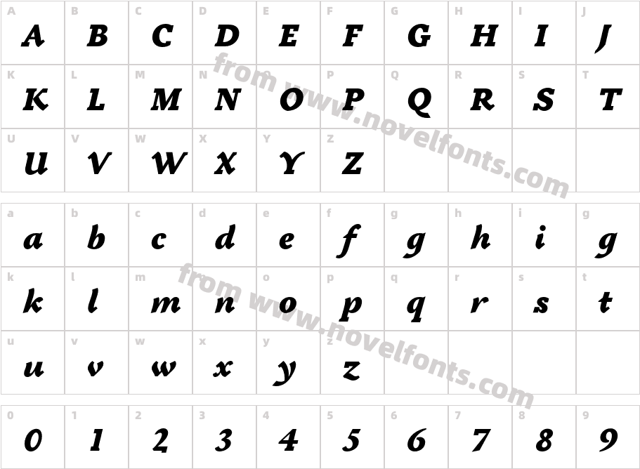 Tactile ITC Std Ultra ItalicCharacter Map