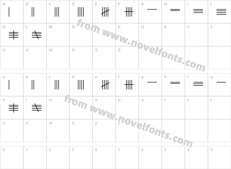 TallyMarkCharacter Map