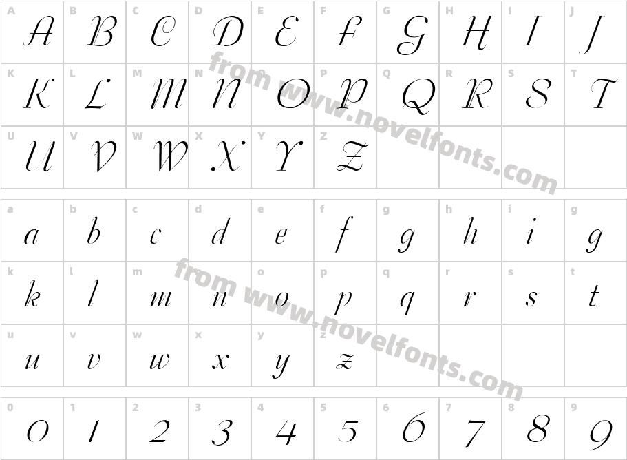 Tango ItalicCharacter Map