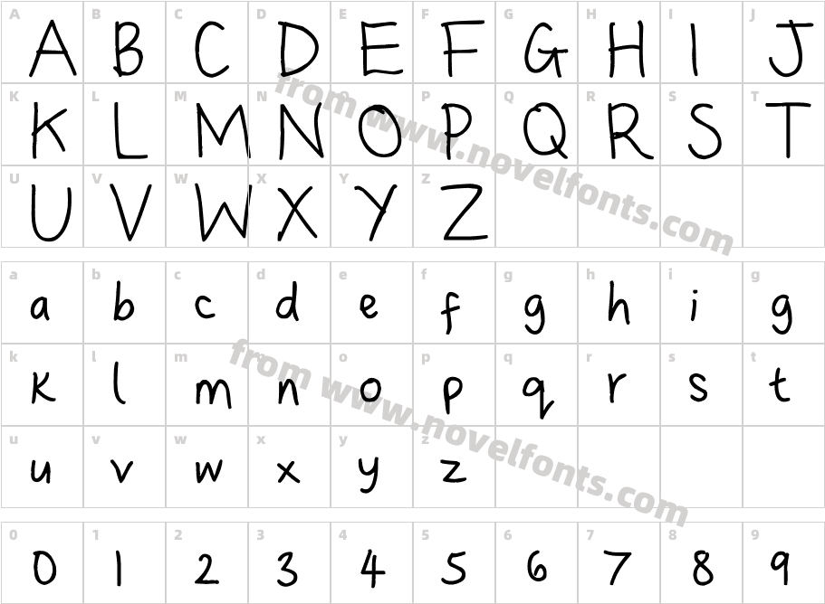 Dina's HandwritingCharacter Map