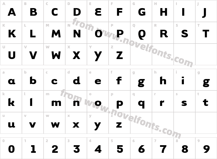 TarzanaWide BoldCharacter Map