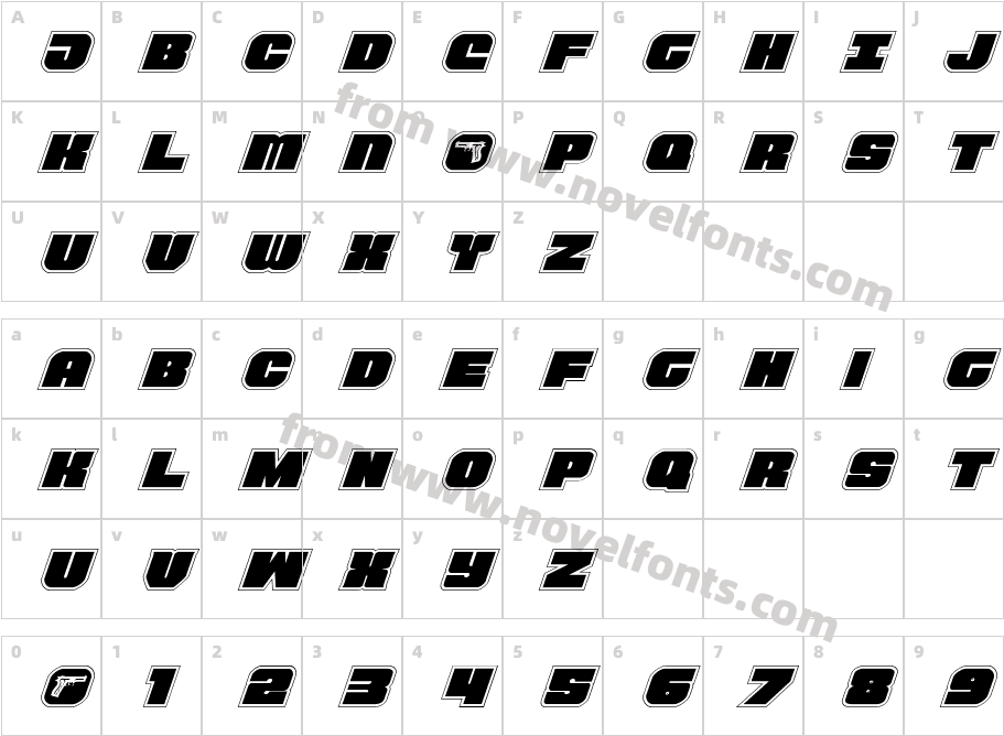 Tauro Academy ItalicCharacter Map