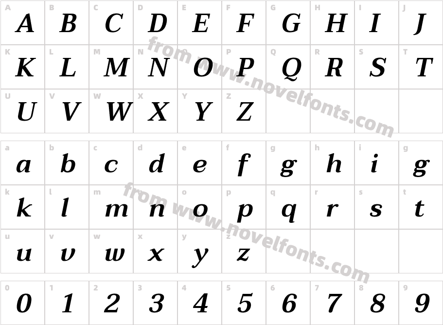 Taviraj SemiBold ItalicCharacter Map