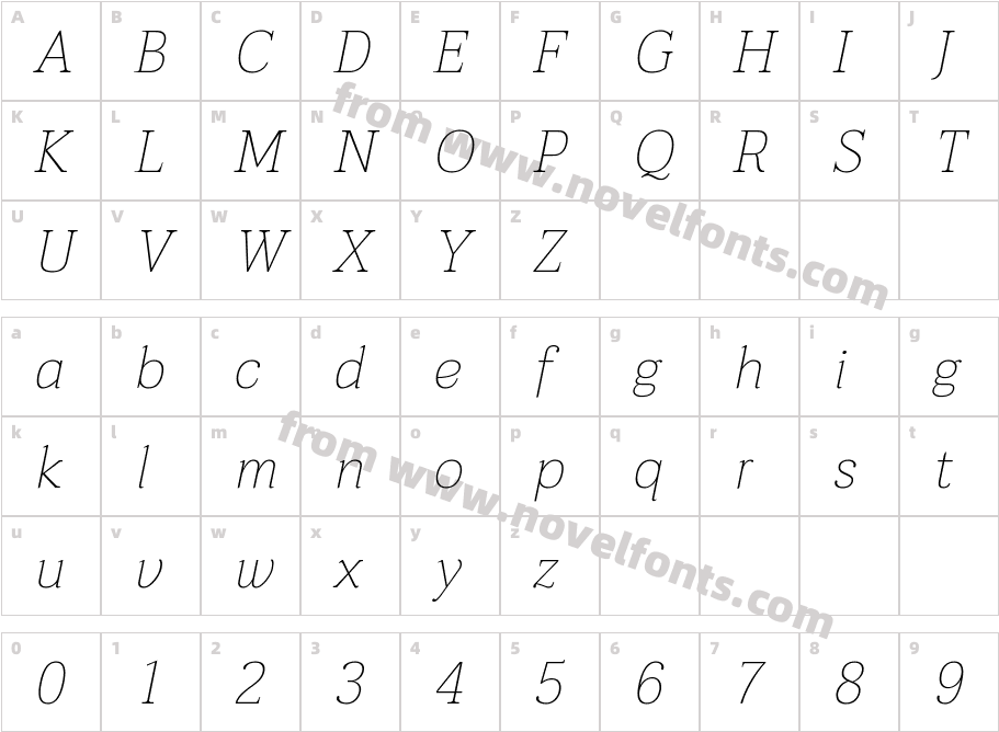 Taviraj Thin ItalicCharacter Map