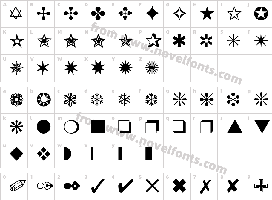 DingBats1Character Map