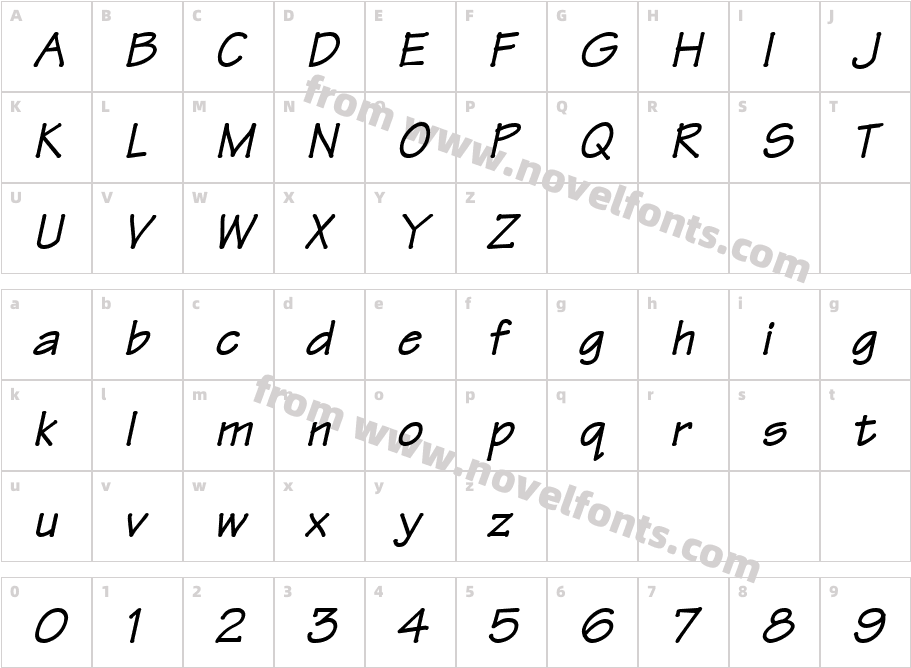 Techno BoldItalicCharacter Map