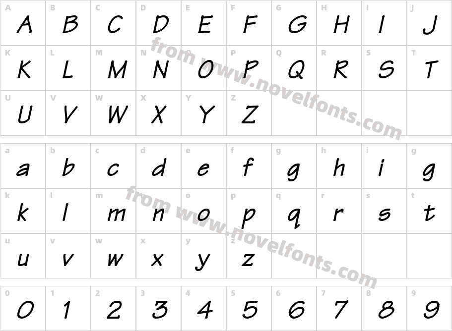 Techno Heavy ItalicCharacter Map