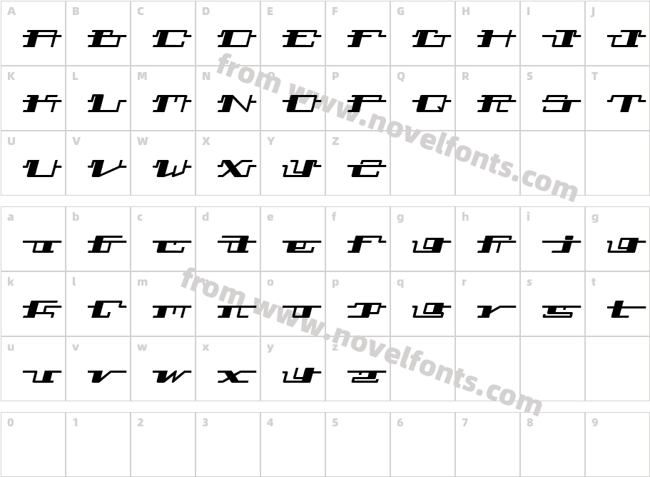 TechnostrokedCharacter Map