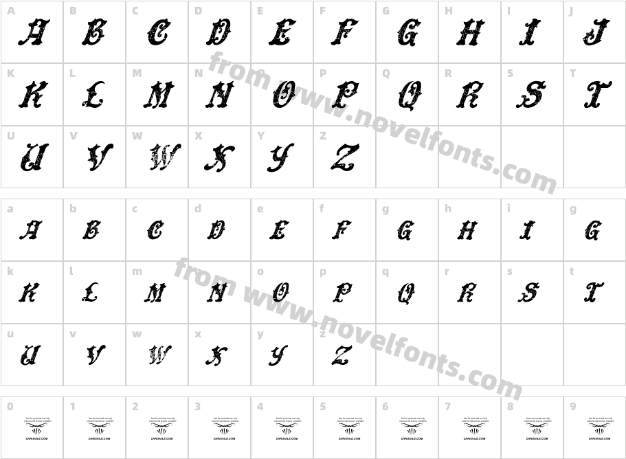 DinglE HuckleberrY ItalicCharacter Map