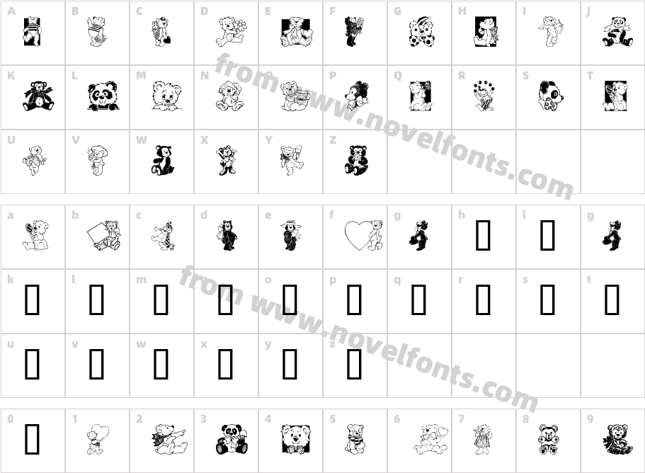 Teddyber V1.1Character Map