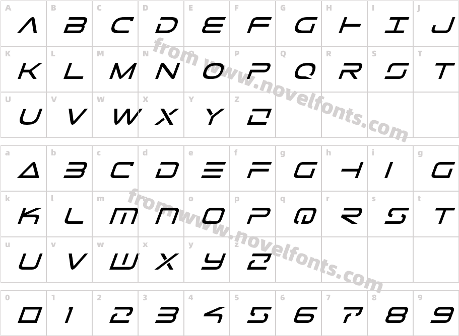 Tele-Marines ItalicCharacter Map