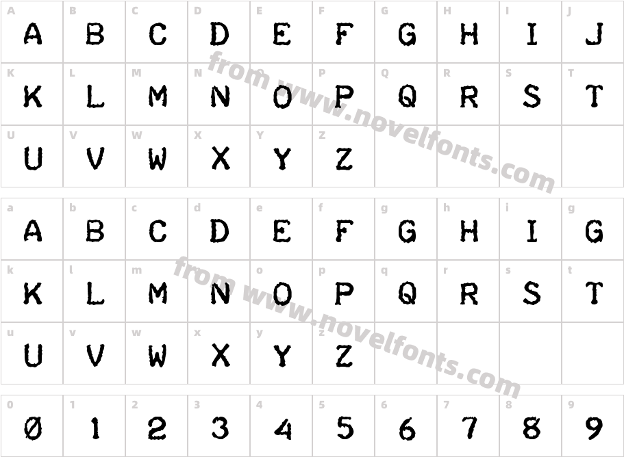 Teleprinter BoldCharacter Map