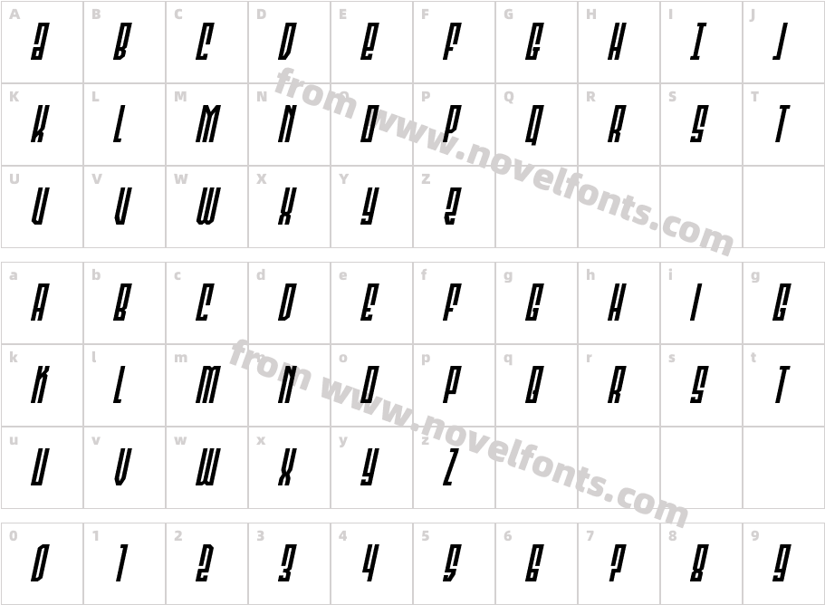 Templar Shield Spaced ItalicCharacter Map