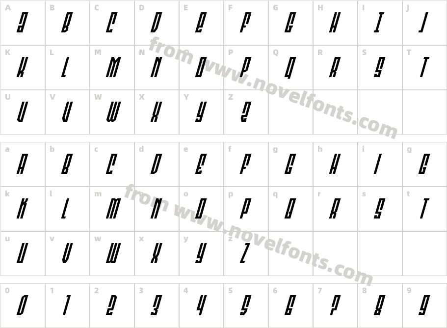 Templar Shield Super-ItalicCharacter Map