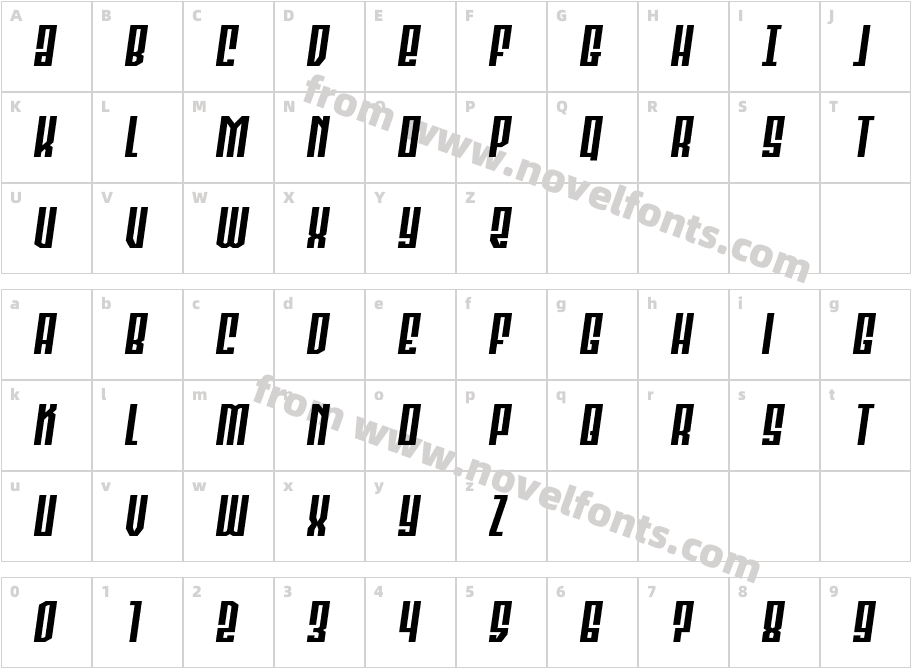 Templar Shield Wide Semi-ItalCharacter Map