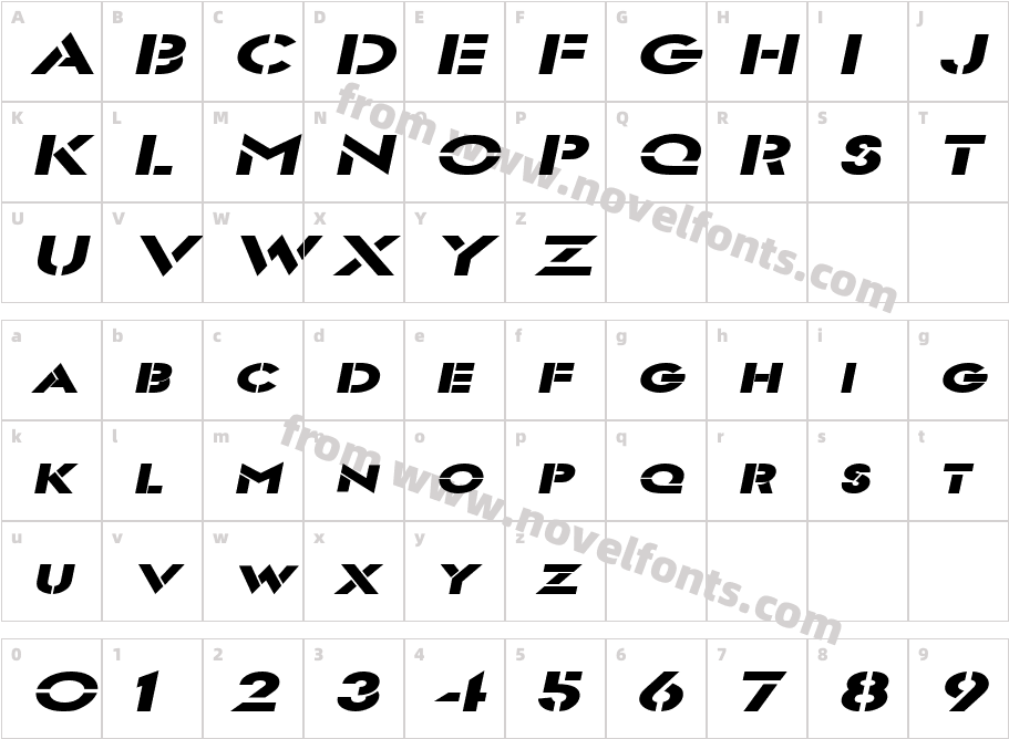 Templett Extended BoldItalicCharacter Map