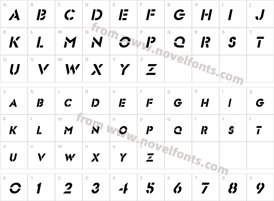 Templett ItalicCharacter Map