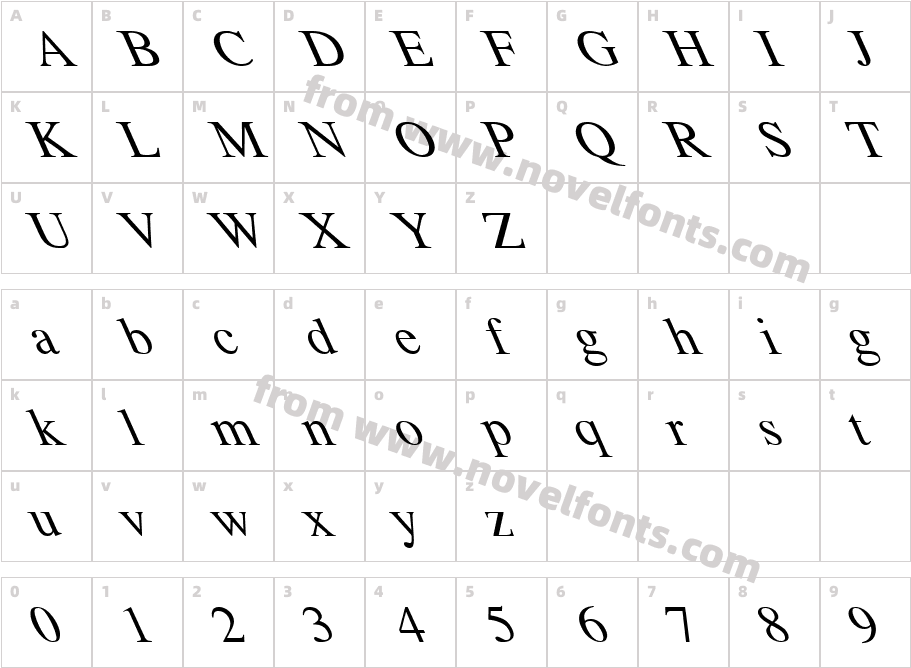 Tempo Font Extreme LeftiCharacter Map