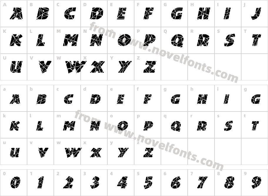 Dinosuaria-Cracked ItalicCharacter Map