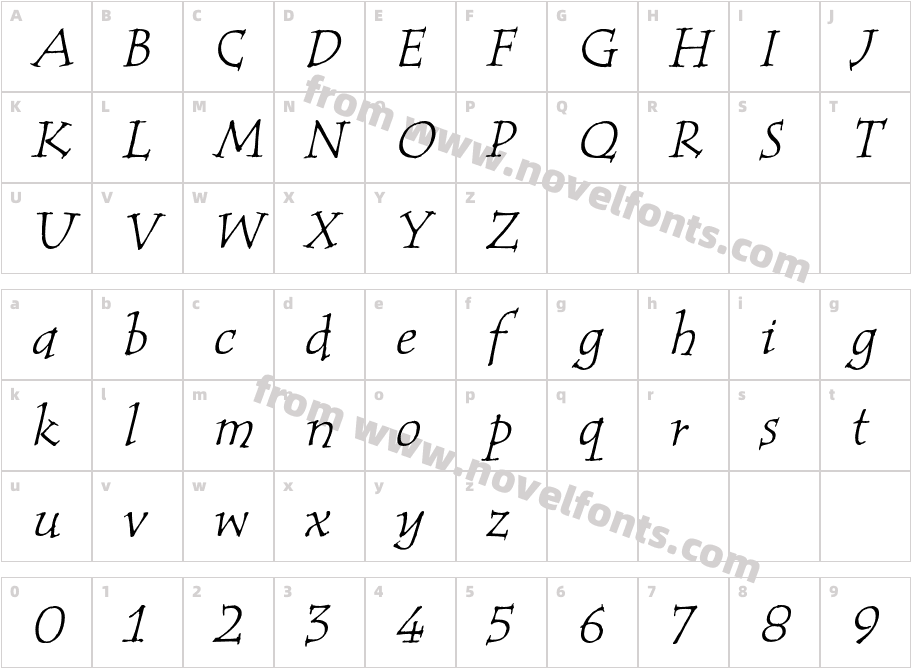 TempusITC-ItalicCharacter Map