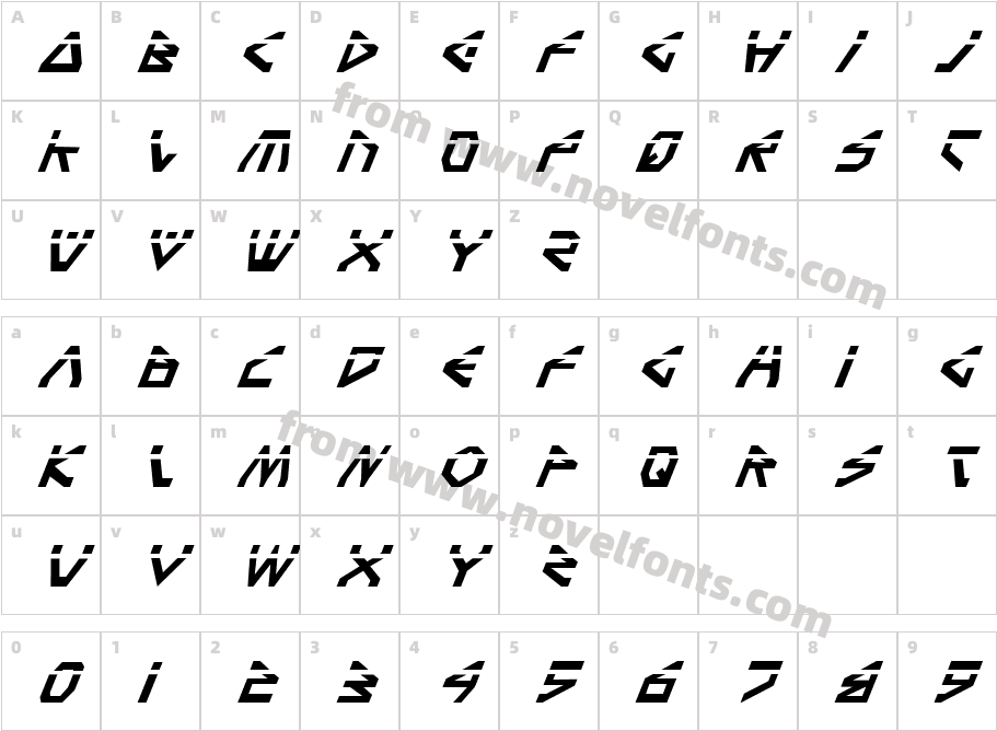 Terra Firma Laser ItalicCharacter Map