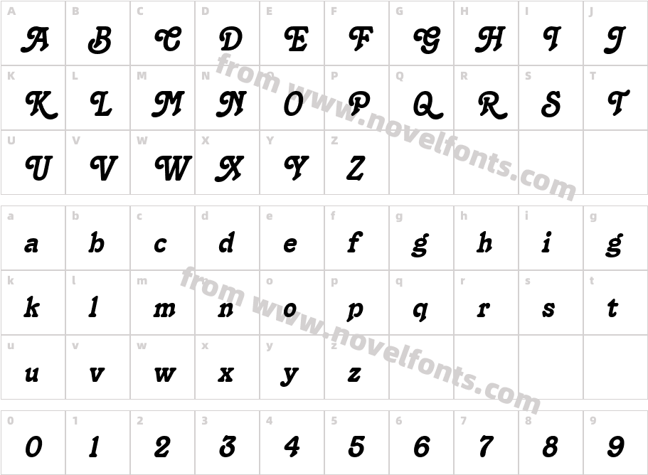 Terra ItalicCharacter Map