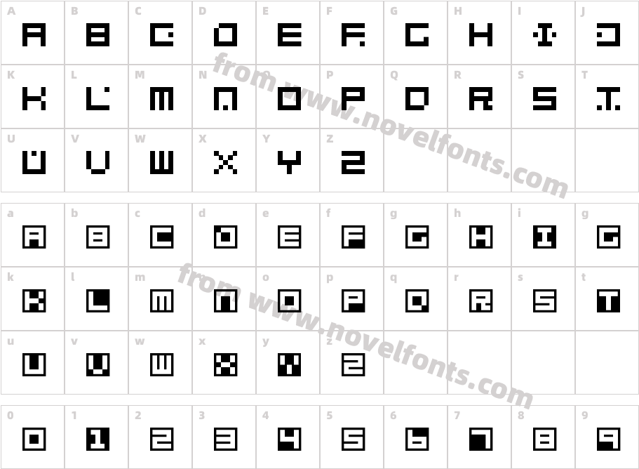 Terrablox RegularCharacter Map