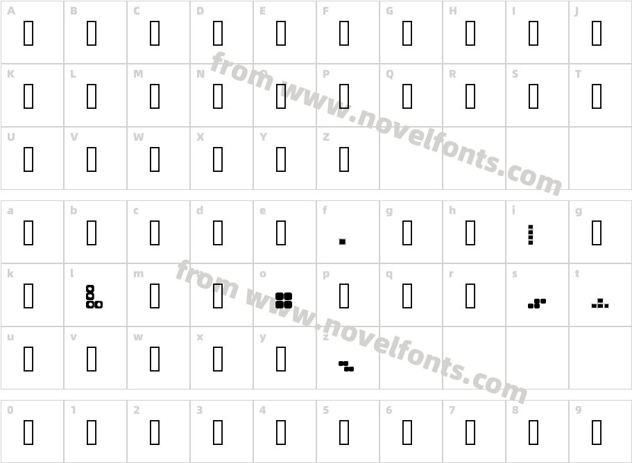 Tetris Blocks RegularCharacter Map