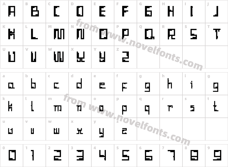 Tetris HollowCharacter Map