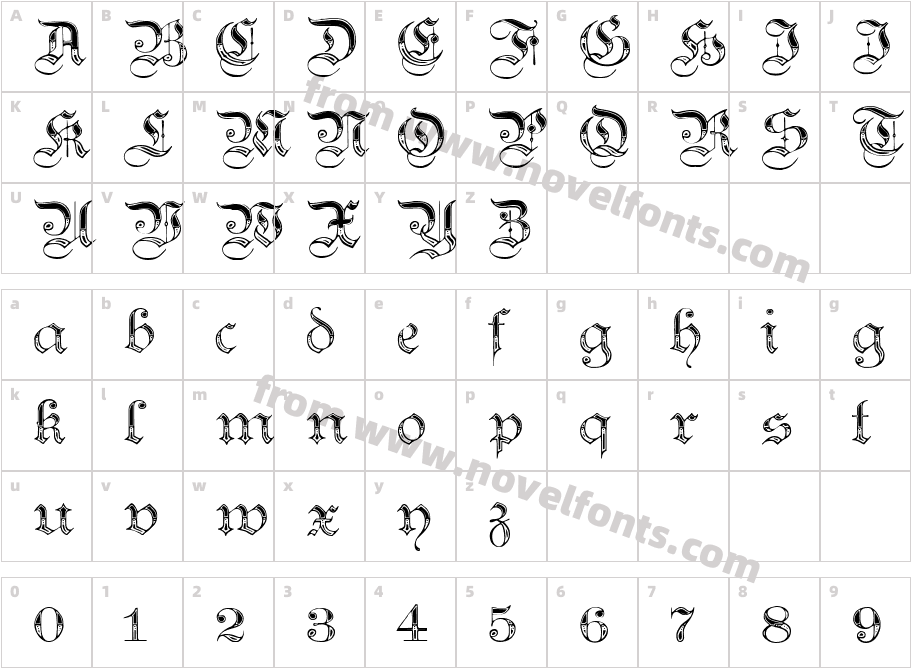 Teutonic No4 DemiBoldCharacter Map