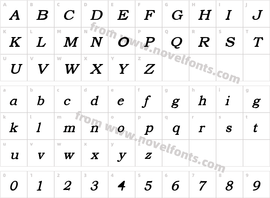 Text Serif Italic HPLHSCharacter Map