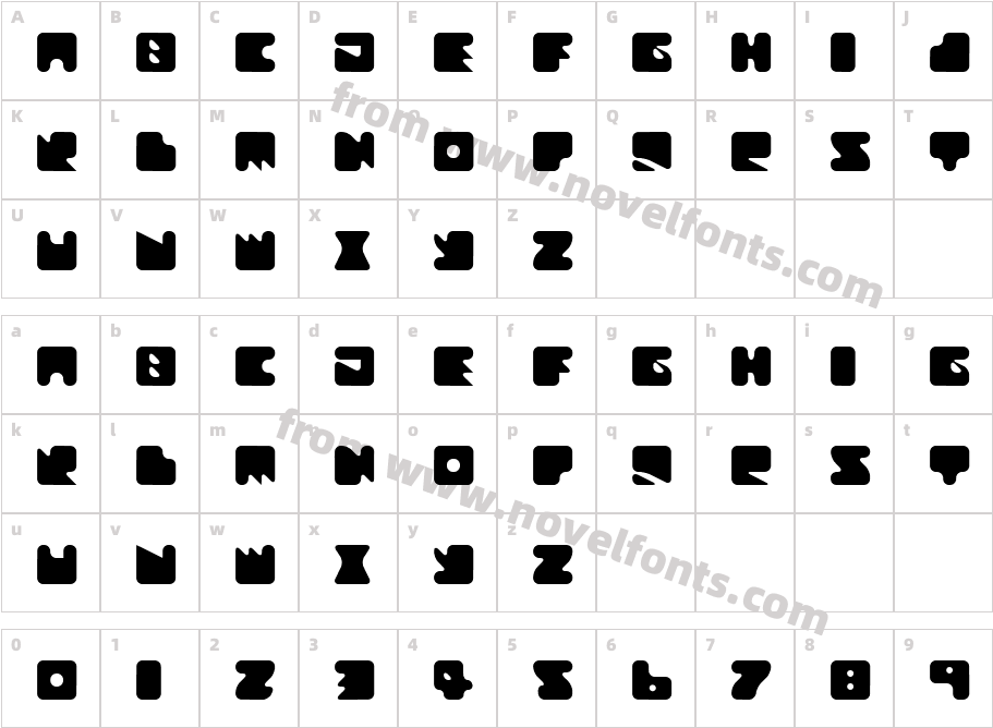 Textan RoundCharacter Map