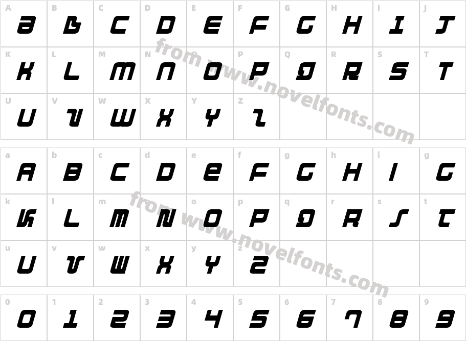 Direktor Condensed ItalicCharacter Map