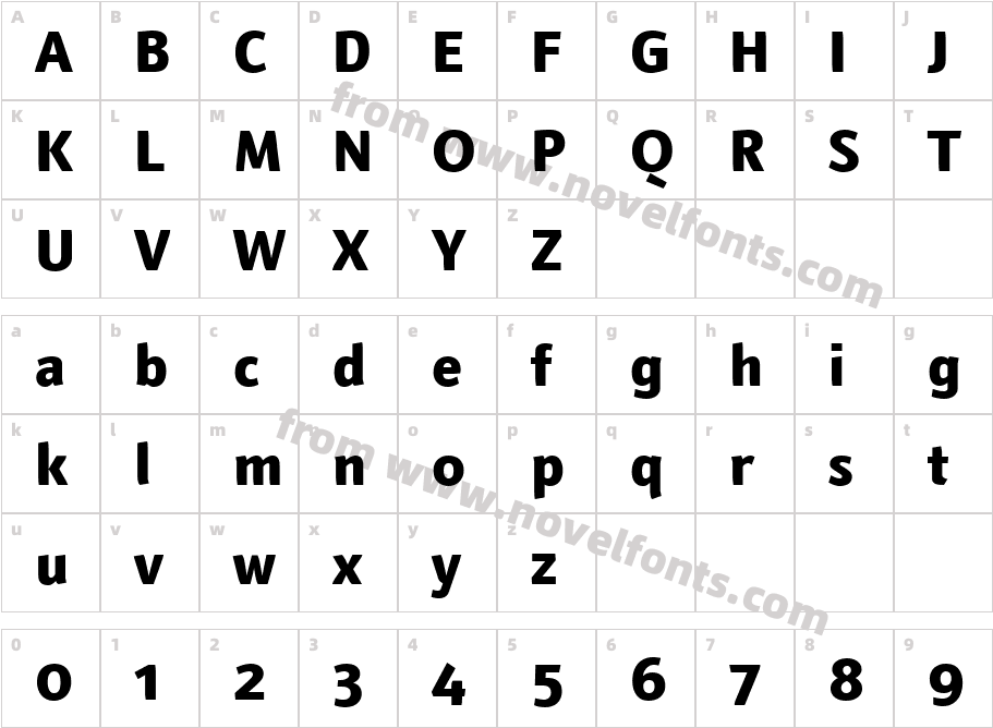 Textra LT HeavyCharacter Map