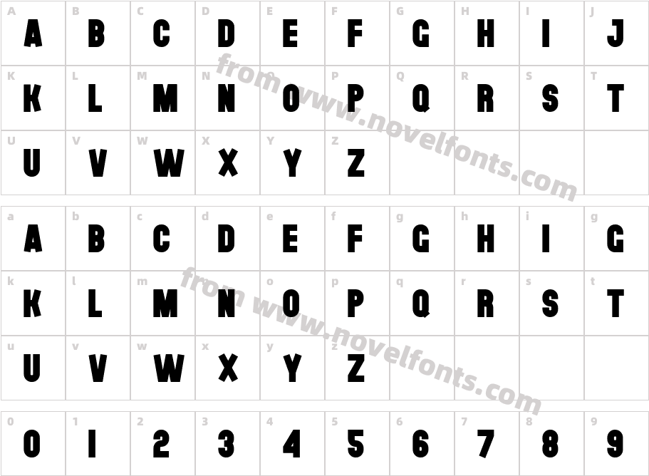 The Black FontCharacter Map