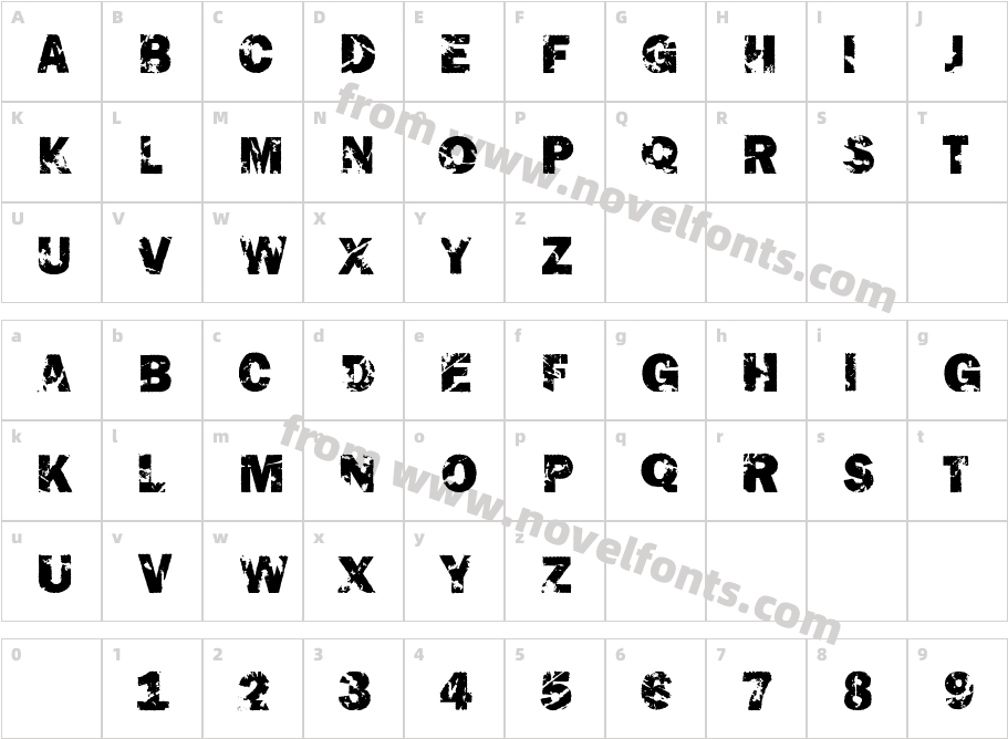 The End FontCharacter Map