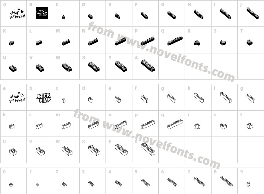 The One & Only BRICK Font bCharacter Map