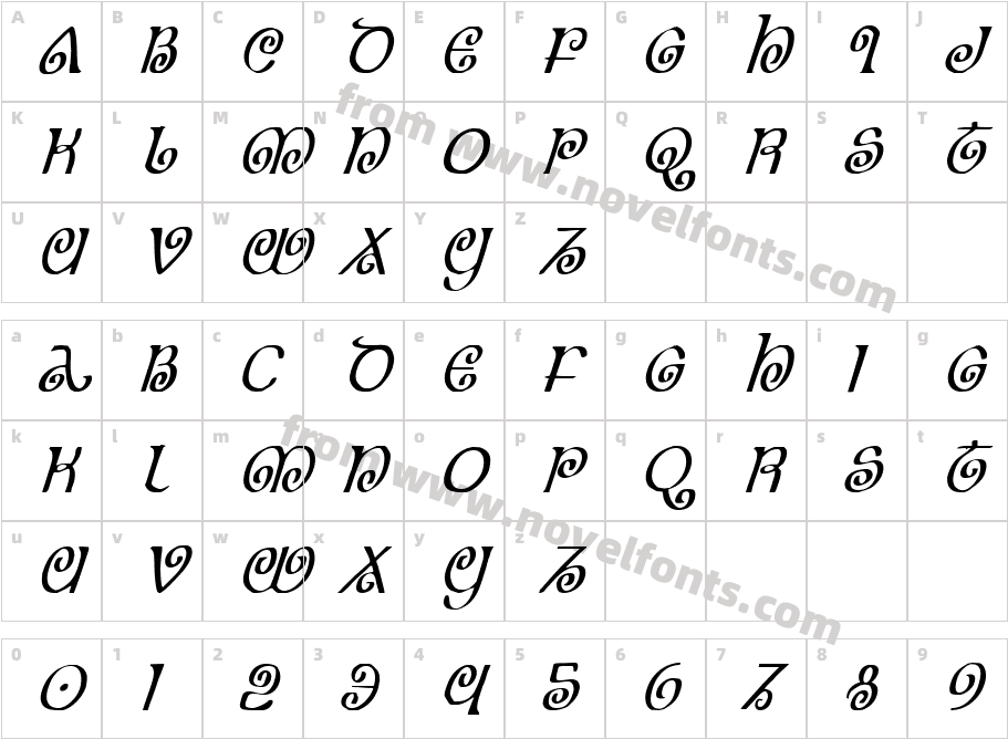 The Shire Condensed ItalicCharacter Map