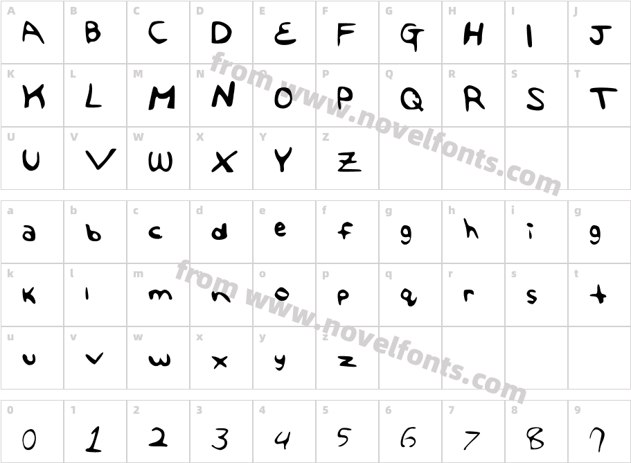 TheAngelaFontCharacter Map