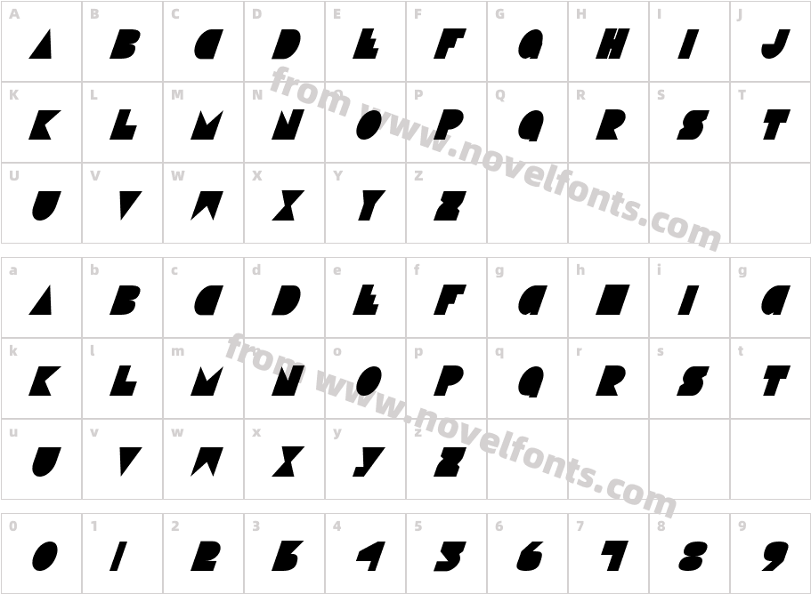 Disco Deck Condensed ItalicCharacter Map