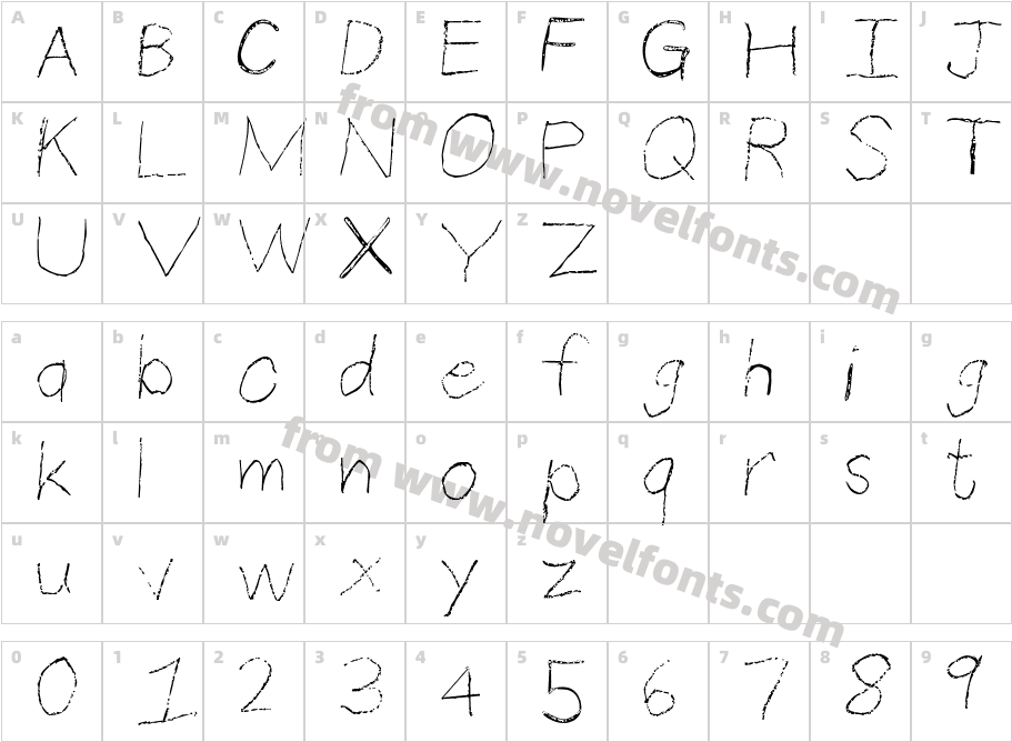 ThinPencilHandwritingCharacter Map