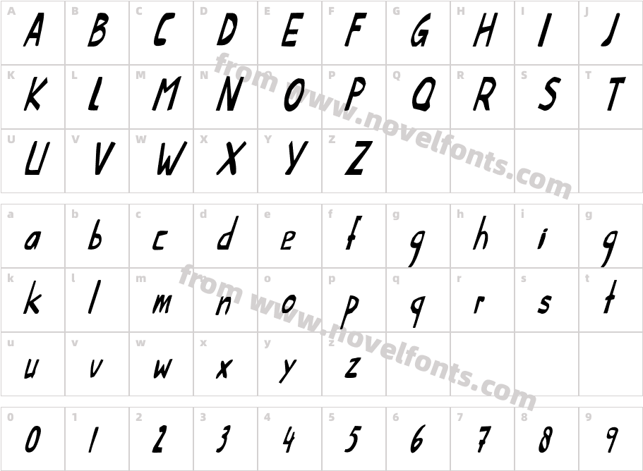 This Little Piggy Condensed ItalicCharacter Map