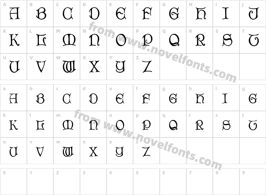 ThorinDisplayCaps BoldCharacter Map