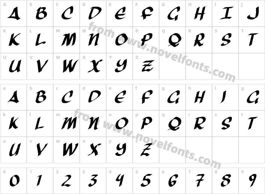 Three Arrows ItalicCharacter Map