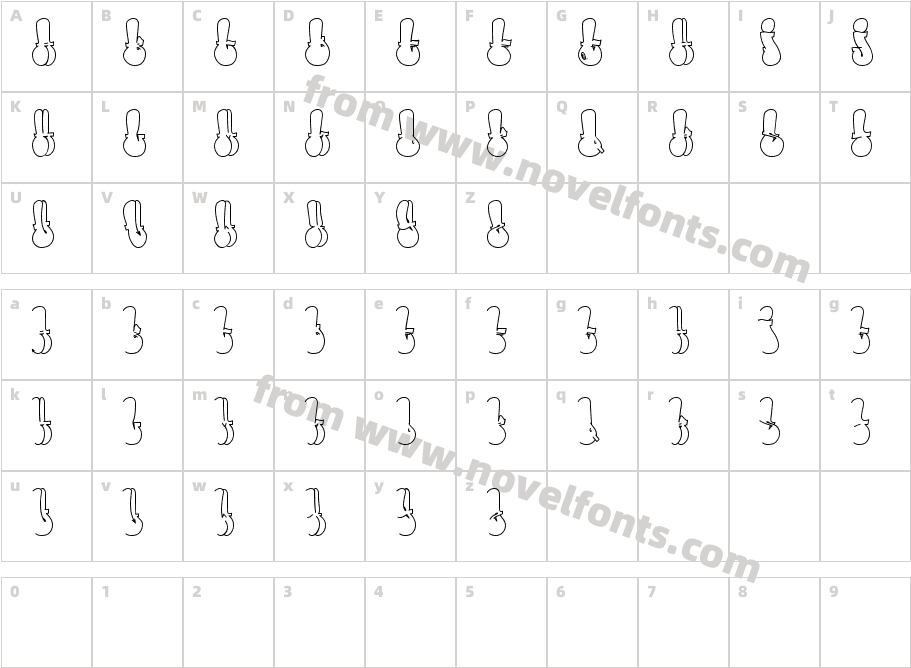 Throw-up FontCharacter Map