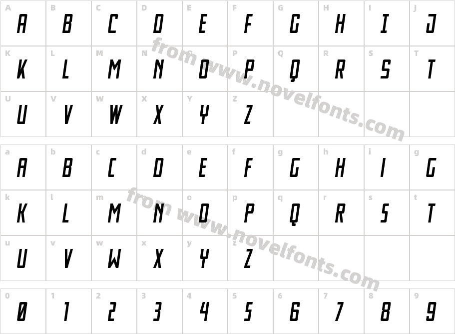 Thunder Nova Slight-ItalicCharacter Map