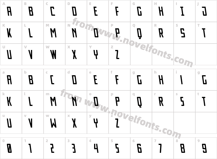 Thunder Nova Slight-LeftalicCharacter Map