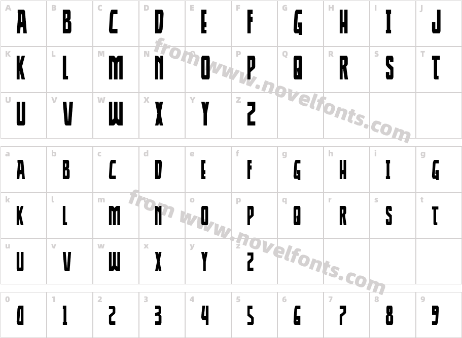 Thunder-Hawk CondensedCharacter Map