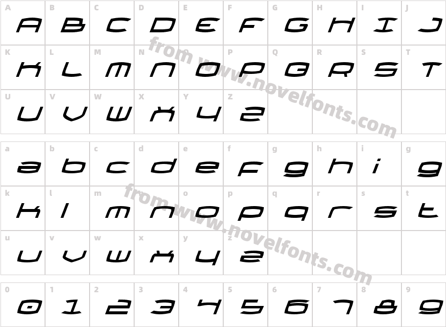 Thundergod ItalicCharacter Map